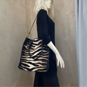 Leather Fur Tote NWOT Cavalcanti Purse Handbag Crossbody Animal Print